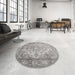 Round Machine Washable Contemporary Granite Gray Rug in a Office, wshcon601