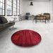 Round Machine Washable Contemporary Saffron Red Rug in a Office, wshcon602