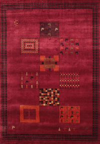 Machine Washable Contemporary Saffron Red Rug, wshcon602