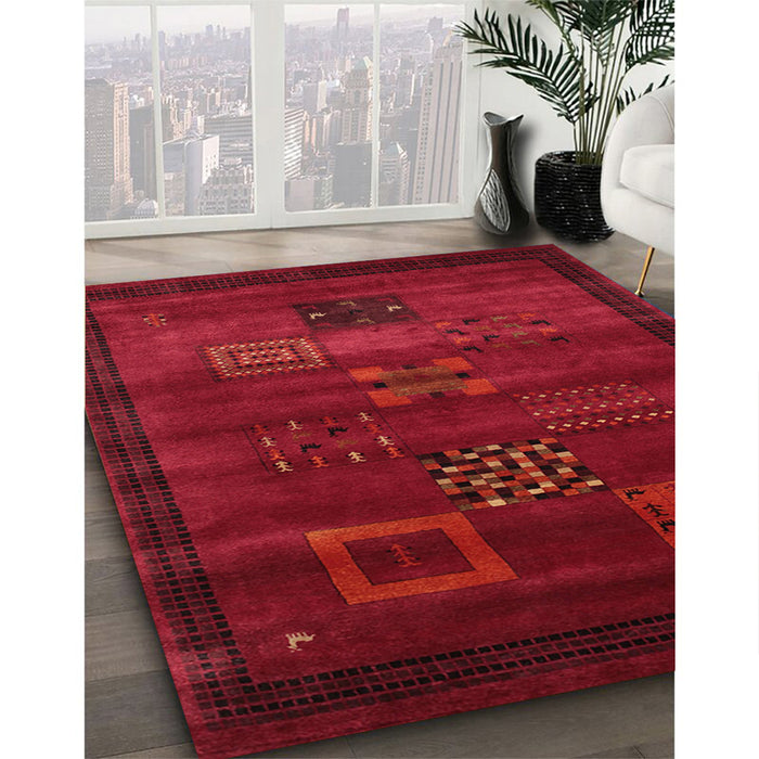Machine Washable Contemporary Saffron Red Rug in a Family Room, wshcon602