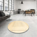 Round Contemporary Golden Blonde Gold Solid Rug in a Office, con603