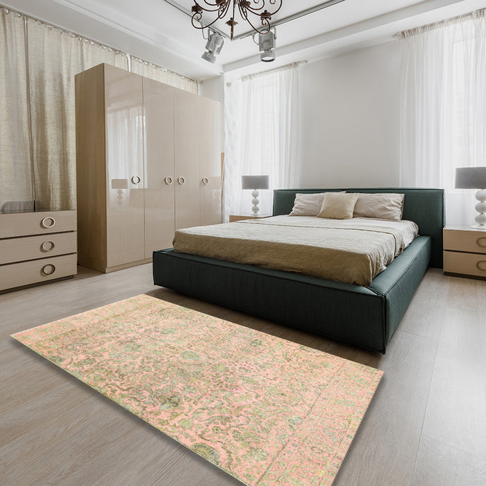 Machine Washable Contemporary Brown Rug in a Bedroom, wshcon604