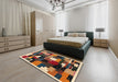 Contemporary Sand Brown Modern Rug in a Bedroom, con606