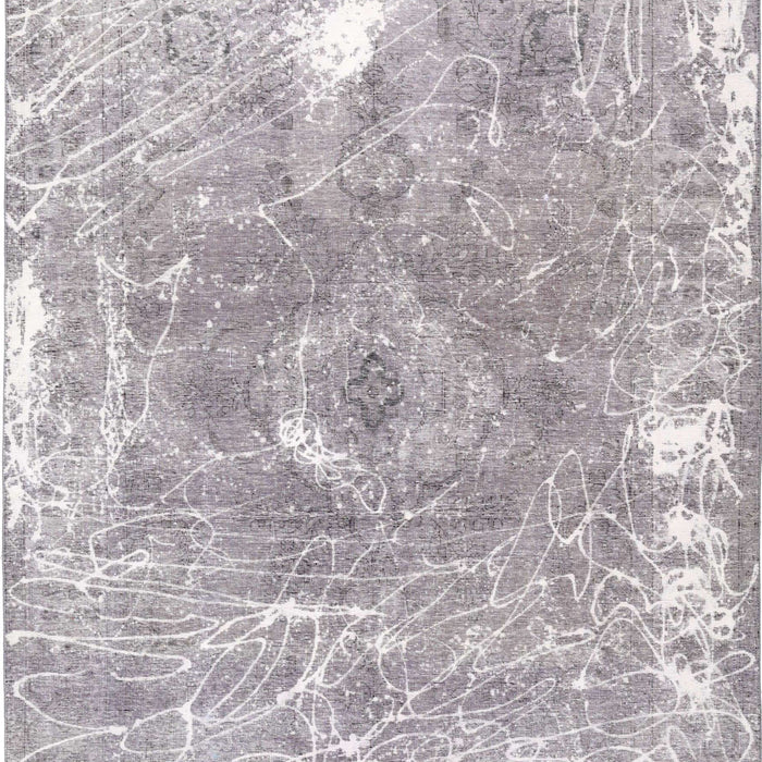 Machine Washable Contemporary Light Gray Rug, wshcon607