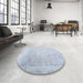 Round Contemporary Blue Gray Modern Rug in a Office, con608