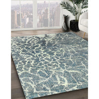 Contemporary Grayish Turquoise Green Modern Rug, con609