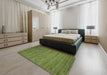 Contemporary Green Modern Rug in a Bedroom, con60