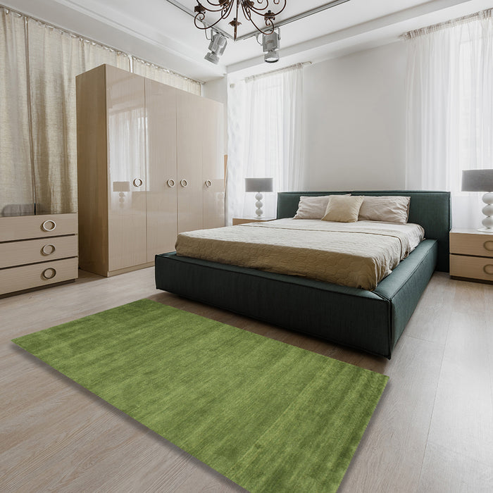 Contemporary Green Modern Rug in a Bedroom, con60