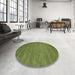 Round Contemporary Green Modern Rug in a Office, con60