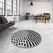 Round Contemporary Silver Gray Modern Rug in a Office, con612