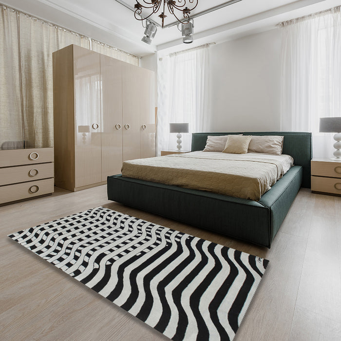 Contemporary Silver Gray Modern Rug in a Bedroom, con612