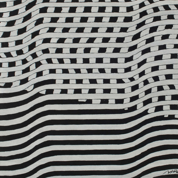 Square Contemporary Silver Gray Modern Rug, con612