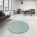 Round Machine Washable Contemporary Dark Gray Rug in a Office, wshcon613