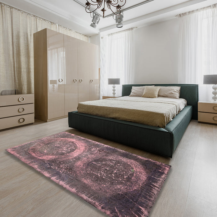 Machine Washable Contemporary Velvet Maroon Purple Rug in a Bedroom, wshcon614