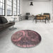 Round Machine Washable Contemporary Velvet Maroon Purple Rug in a Office, wshcon614