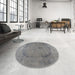 Round Contemporary Silver Gray Modern Rug in a Office, con615