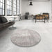 Round Machine Washable Contemporary Dark Gray Rug in a Office, wshcon617