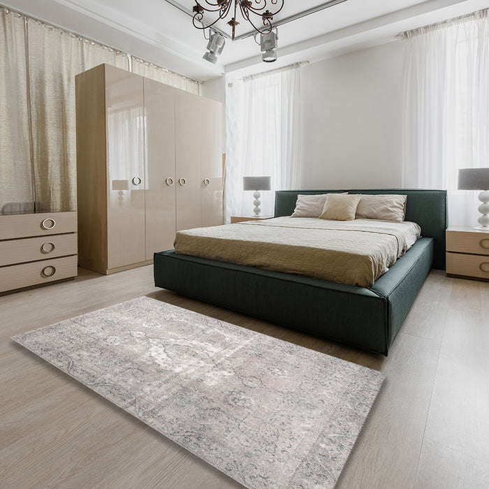 Contemporary Dark Gray Modern Rug in a Bedroom, con617