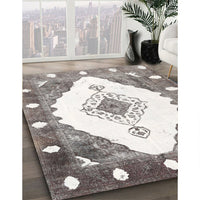 Contemporary Dark White Beige Modern Rug, con618