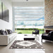 Square Contemporary Dark White Beige Modern Rug in a Living Room, con618