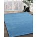 Contemporary Blue Modern Rug in Family Room, con61