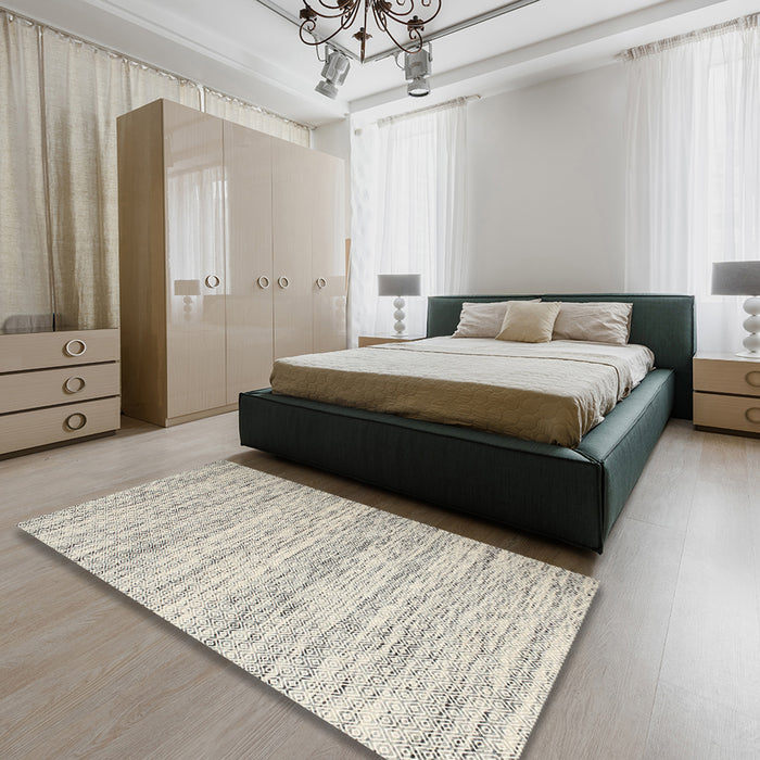 Machine Washable Contemporary Tan Brown Gold Rug in a Bedroom, wshcon620