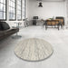 Round Contemporary Tan Brown Gold Modern Rug in a Office, con620