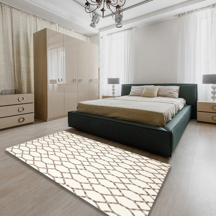Machine Washable Contemporary Beige Rug in a Bedroom, wshcon621