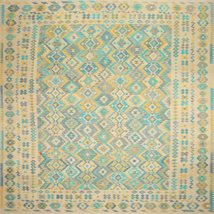 Square Contemporary Sage Green Southwestern Rug, con627