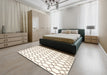 Contemporary Blonde Beige Trellis Rug in a Bedroom, con628