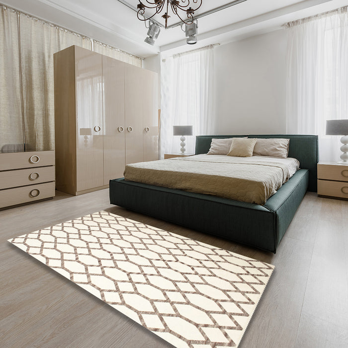 Machine Washable Contemporary Blonde Beige Rug in a Bedroom, wshcon628