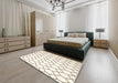 Contemporary Blonde Beige Trellis Rug in a Bedroom, con630