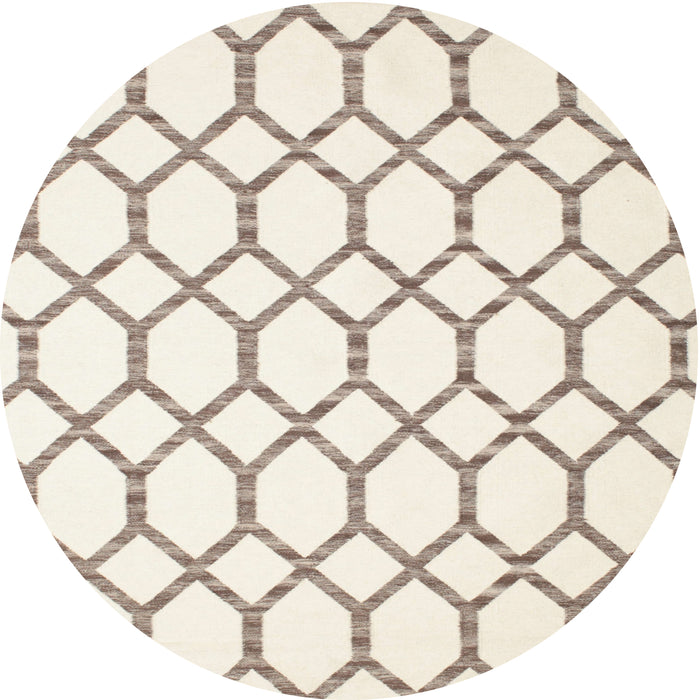 Sideview of Contemporary Tan Brown Trellis Rug, con631
