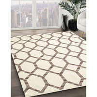 Contemporary Tan Brown Trellis Rug, con631