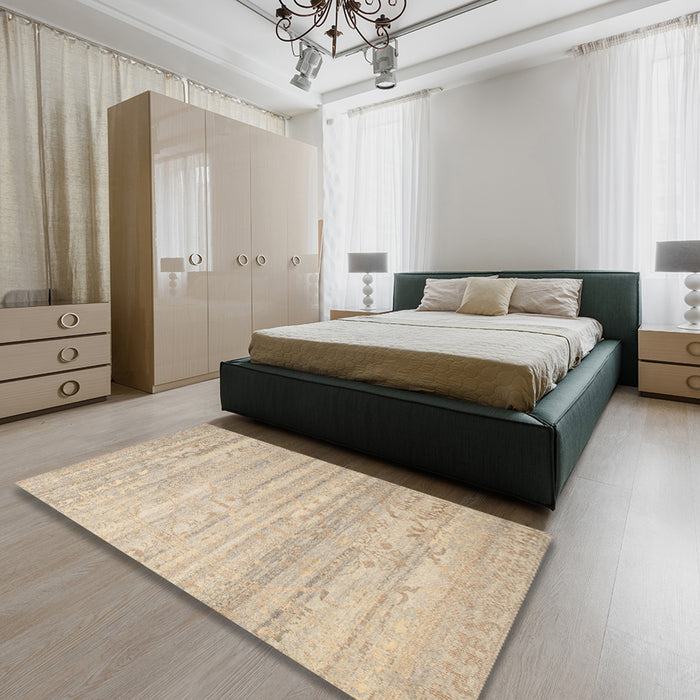 Contemporary Brown Modern Rug in a Bedroom, con635