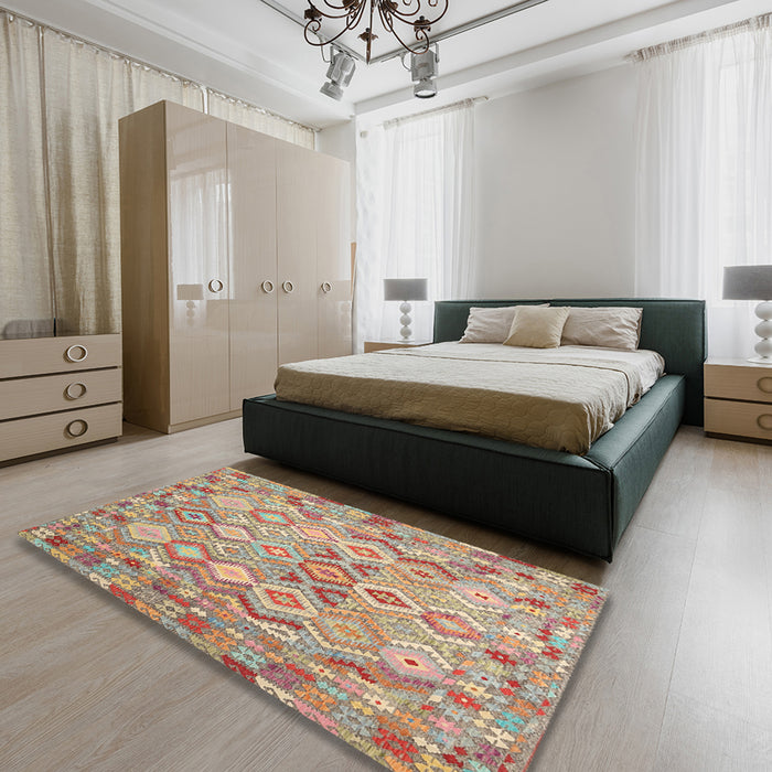 Machine Washable Contemporary Rust Pink Rug in a Bedroom, wshcon639