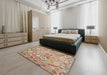 Contemporary Rust Pink Southwestern Rug in a Bedroom, con639