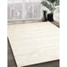 Contemporary Soft Ivory Beige Solid Rug in Family Room, con644