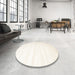 Round Machine Washable Contemporary Soft Ivory Beige Rug in a Office, wshcon644