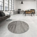 Round Contemporary Gunmetal Gray Modern Rug in a Office, con645