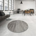 Round Machine Washable Contemporary Gunmetal Gray Rug in a Office, wshcon645