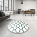 Round Machine Washable Contemporary Dark Gray Rug in a Office, wshcon646