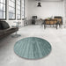 Round Machine Washable Contemporary Green Rug in a Office, wshcon647