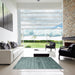 Square Machine Washable Contemporary Green Rug in a Living Room, wshcon647