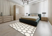 Contemporary Sage Green Trellis Rug in a Bedroom, con648