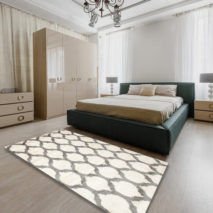 Machine Washable Contemporary Sage Green Rug in a Bedroom, wshcon648
