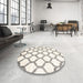 Round Contemporary Sage Green Trellis Rug in a Office, con648