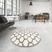 Round Contemporary Sage Green Trellis Rug in a Office, con650