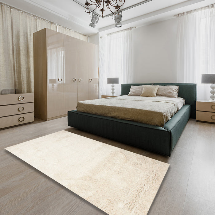 Machine Washable Contemporary Champagne Beige Rug in a Bedroom, wshcon651