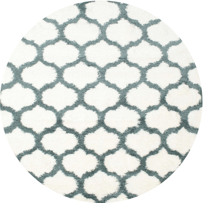 Sideview of Contemporary Dark Gray Trellis Rug, con652